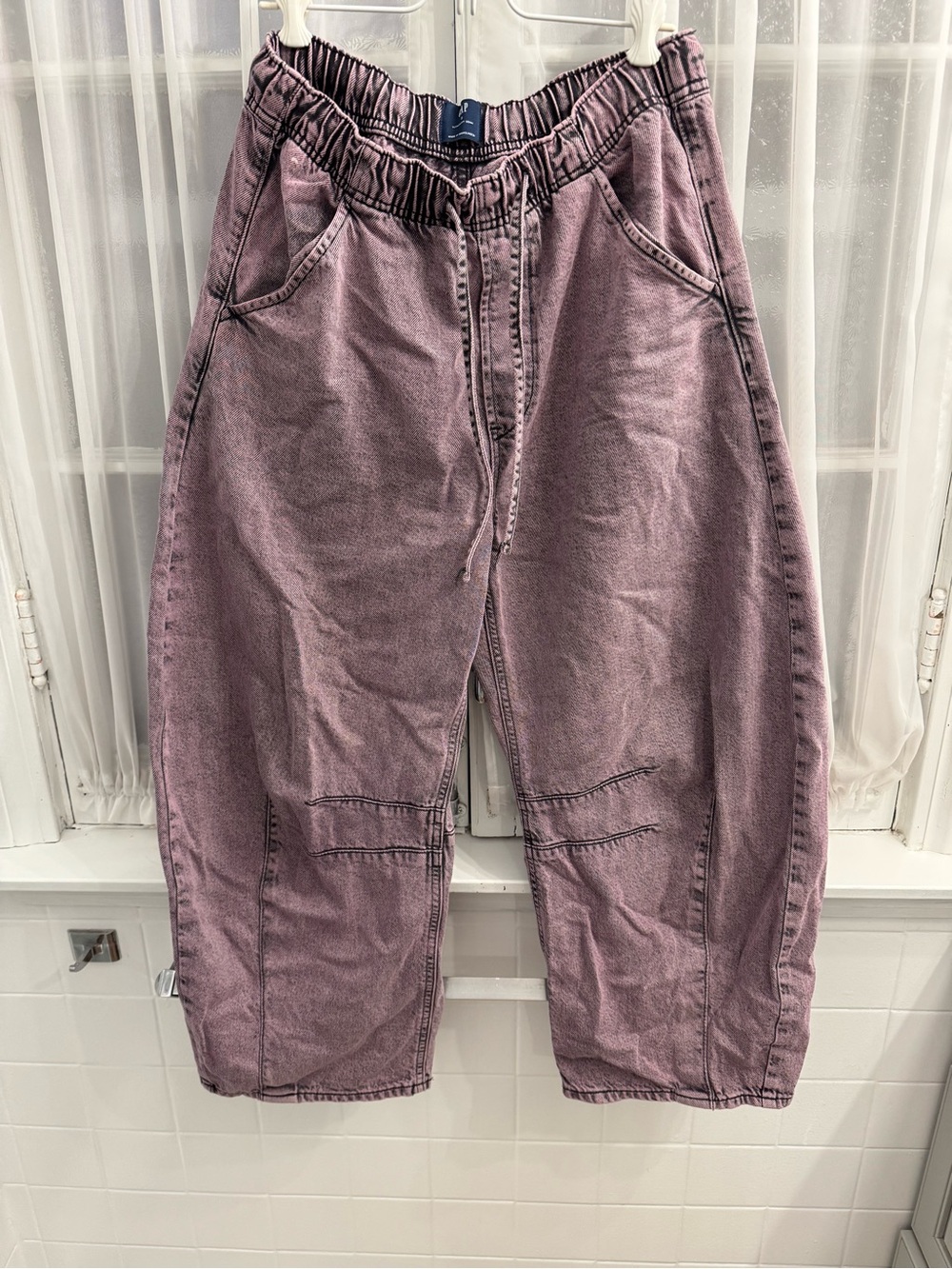 GAP Lavender-Pink Washed denim barrel pants
